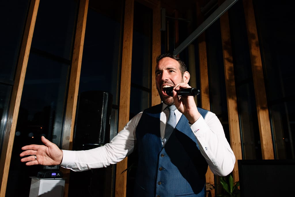Lancashire Wedding Singer John Norcott hitting the high notes at Avenham Park Pavilion Preston