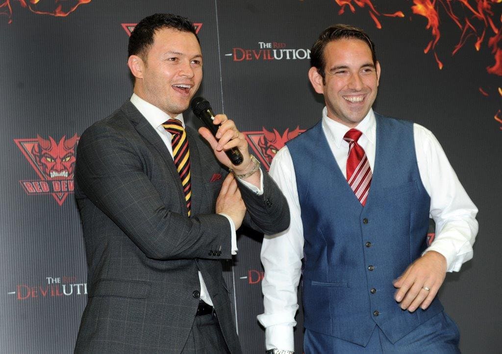 Sports Compere John Norcott interviewing Robbie Hunter Paul