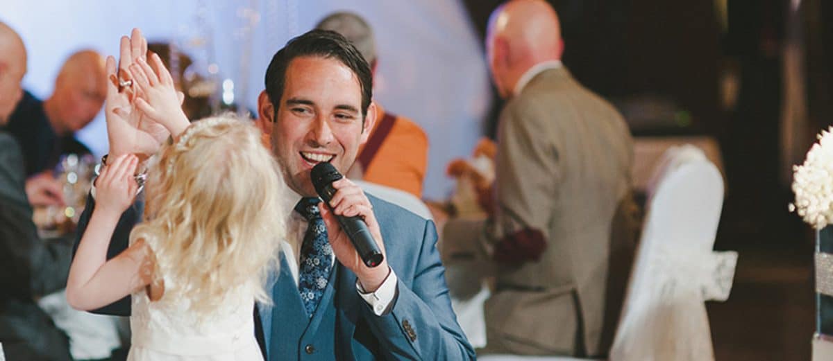 Bolton Wedding Singers John Norcott add fun for all ages at Rivington Hall Barn