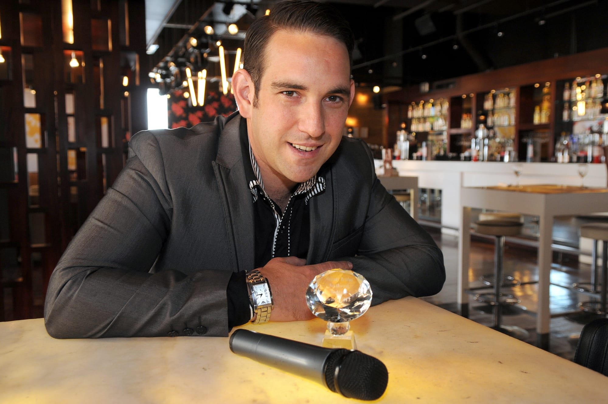 Singer and compere John Norcott at Revolution Bar in King St Wigan