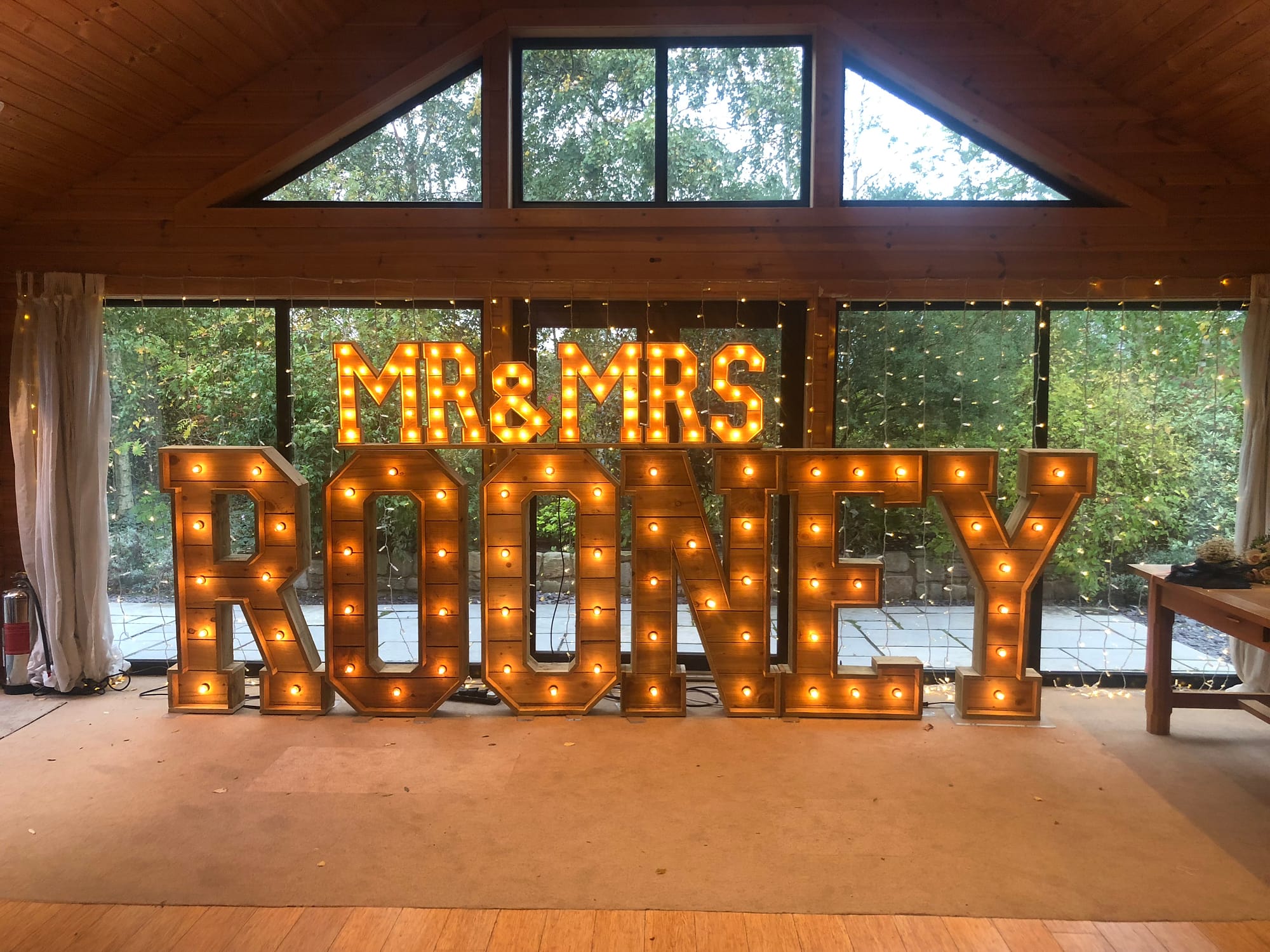 Rustic Light Up Letters for weddings
