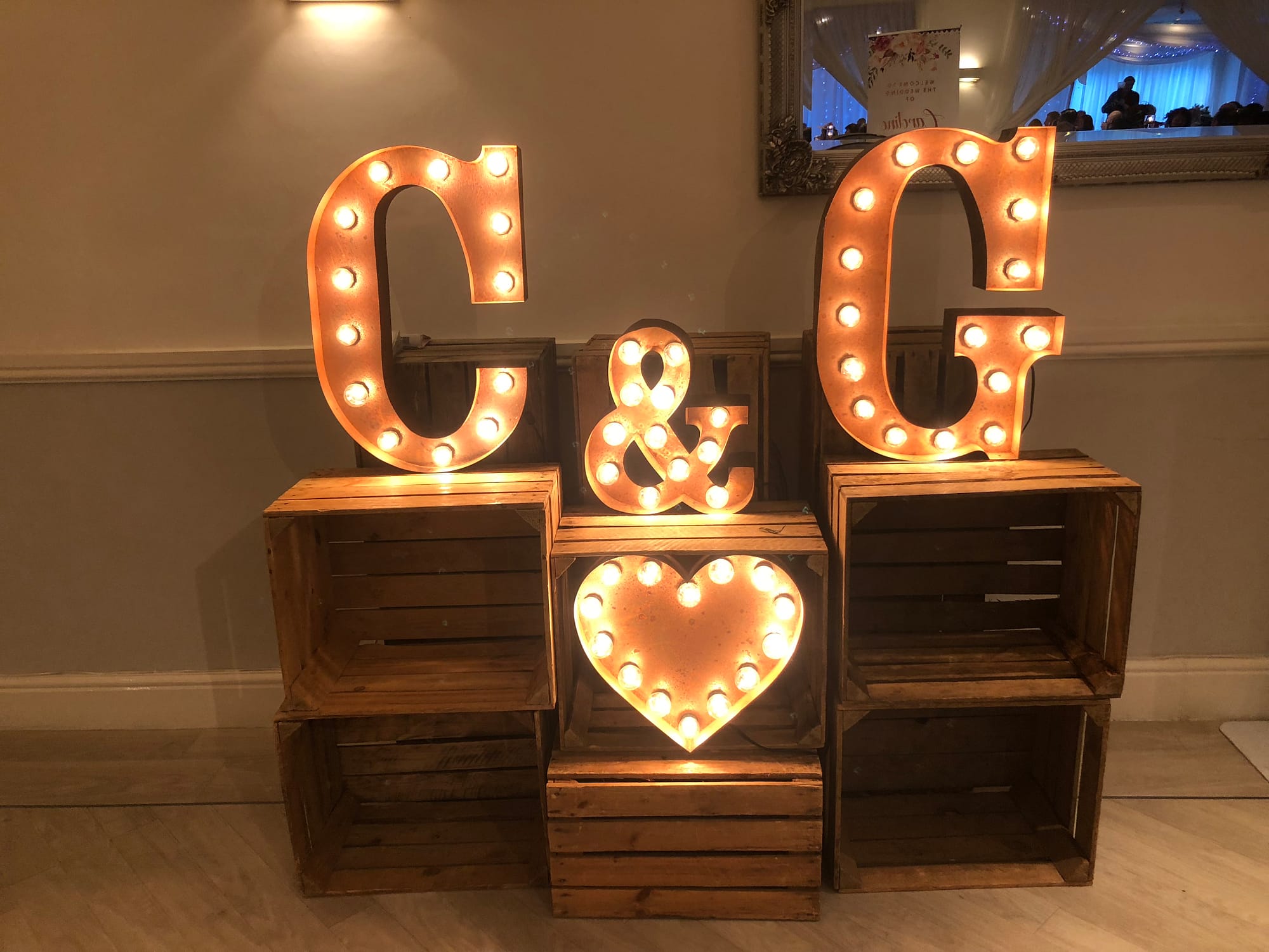 Rustic Light Up Letters wedding inspiration