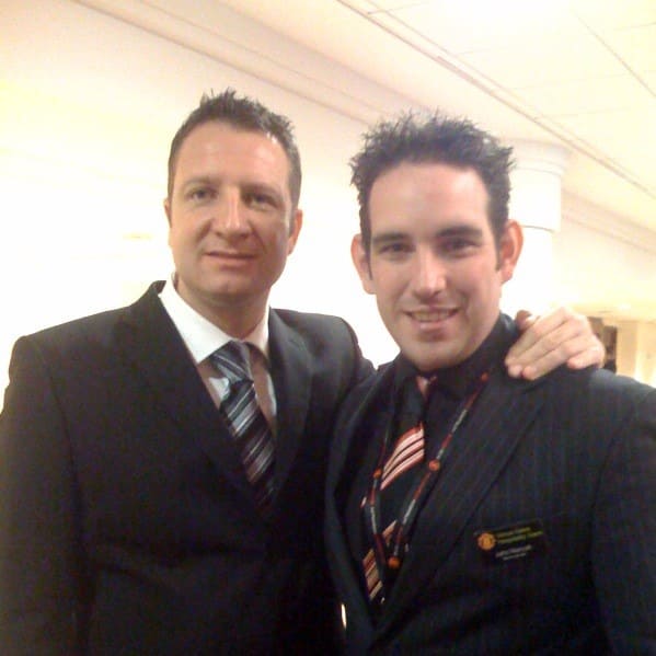 Manchester United Compere John Norcott with Lee Martin